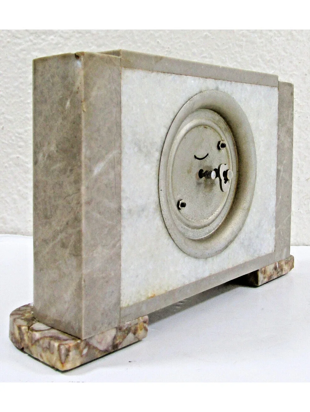 Seikosha Art Deco 1930s Onyx and Gray Marble Table Clock